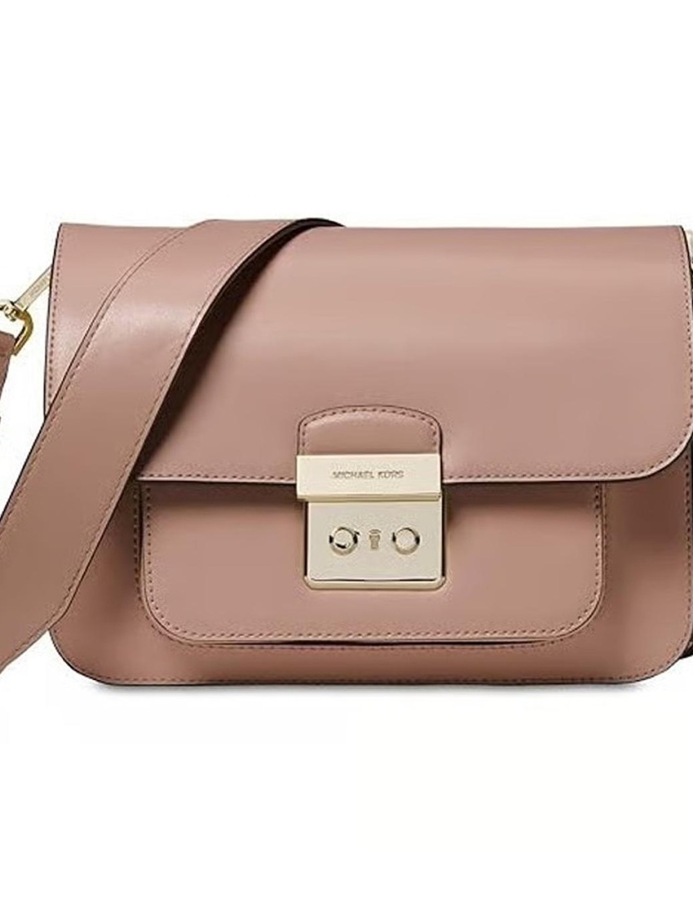 Michael Kors Dusty Rose Leather Crossbody with Gold-Tone Lock